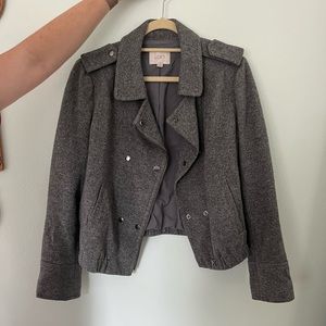 Loft Grey Cotton Moto Jacket, Size M